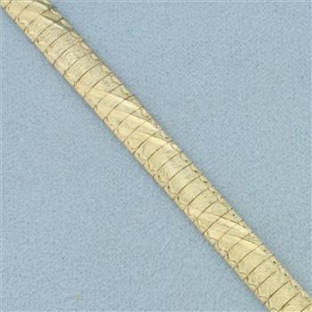 Italian Diamond Cut and Sandblasted Finish Omega Bracelet in 10k Yellow Gold