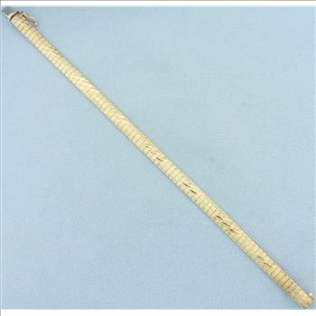 Italian Diamond Cut and Sandblasted Finish Omega Bracelet in 10k Yellow Gold