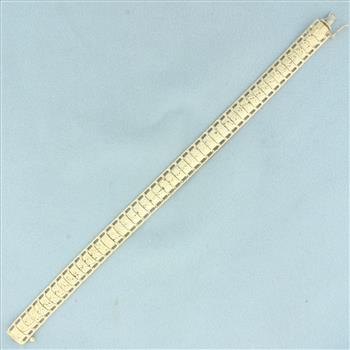 Italian Diamond Cut Designer Link Bracelet in 14k Yellow Gold