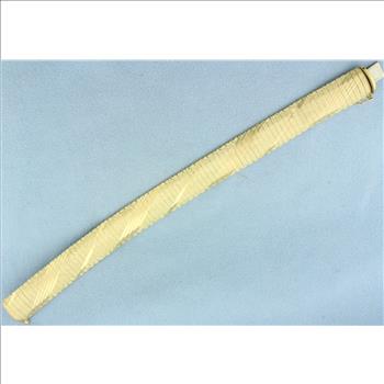 Italian Diamond Etched Omega Link Bracelet in 14k Yellow Gold