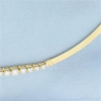 Italian Diamond Omega Necklace in 14k Yellow Gold