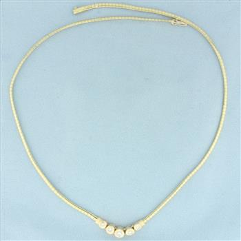Italian Diamond Omega Necklace in 14k Yellow Gold