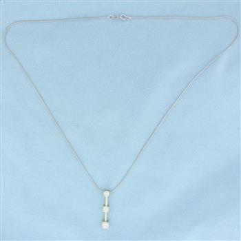Italian Diamond Past Present Future 3 Stone Necklace in 14k White Gold