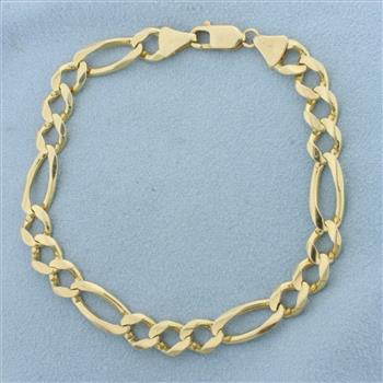 Italian Figaro Link Bracelet in 14k Yellow Gold