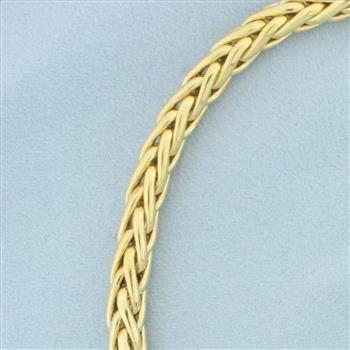 Italian Foxtail Link Necklace in 18k Yellow Gold