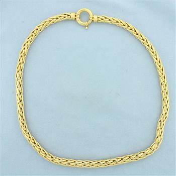 Italian Foxtail Link Necklace in 18k Yellow Gold