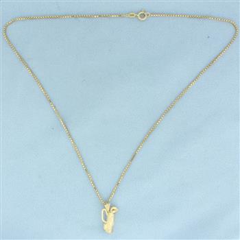 Italian Golf Clubs Necklace in 14K Yellow Gold