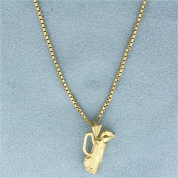 Italian Golf Clubs Necklace in 14K Yellow Gold
