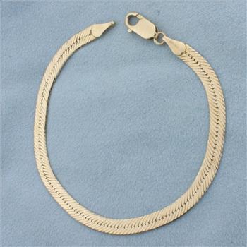 Italian Herringbone Bracelet in 14k Yellow Gold