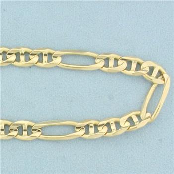Italian Made 21 Inch Figaro Style Chain Necklace in 14K Yellow Gold