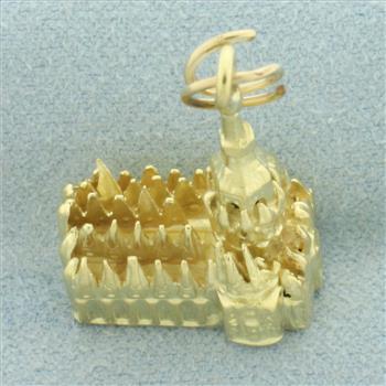 Italian Made Cathedral Pendant or Charm in 18k Yellow Gold
