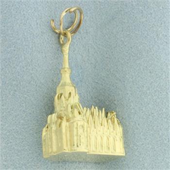 Italian Made Cathedral Pendant or Charm in 18k Yellow Gold