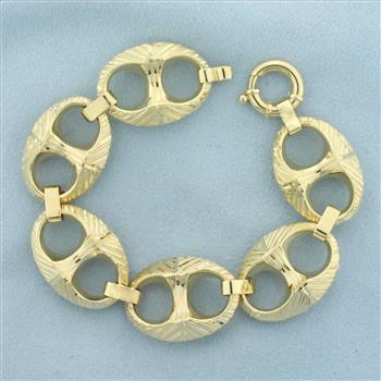 Italian Oversized Anchor Marnier Link Bracelet in 14k Yellow Gold