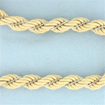 Italian Oversized Rope and Box Link Chain Necklace in 14k Yellow and White Gold
