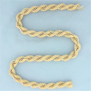 Italian Oversized Rope and Box Link Chain Necklace in 14k Yellow and White Gold