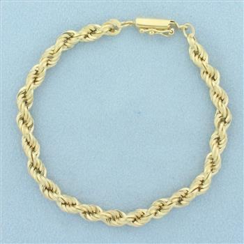 Italian Rope Link Chain Bracelet in 14k Yellow Gold