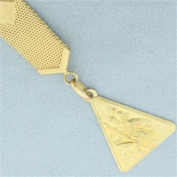 Italian Saint Christopher Key Chain in 18k Yellow Gold