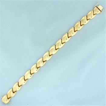 Italian Satin and High Polish Finish Abstract Bracelet in 14k Yellow Gold