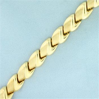 Italian Satin and High Polish Finish Abstract Bracelet in 14k Yellow Gold