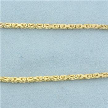 Italian Squared Byzantine Link Chain Necklace in 14k Yellow Gold