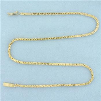 Italian Squared Byzantine Link Chain Necklace in 14k Yellow Gold