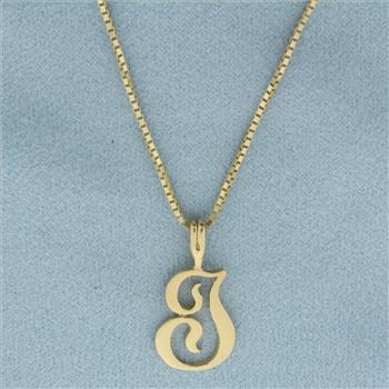 J Initial Necklace in 14k Yellow Gold