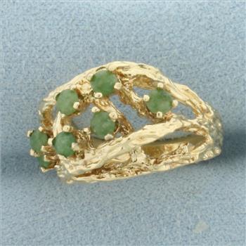 Jade Nature Branch Ring in 14k Yellow Gold