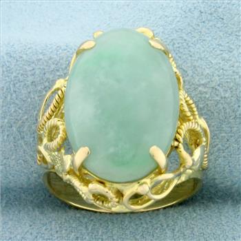 Jade Solitaire Statement Ring in 14k Yellow Gold