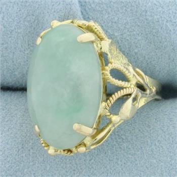 Jade Solitaire Statement Ring in 14k Yellow Gold