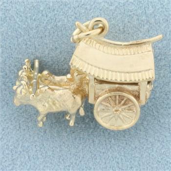 Japanese Ox Cart Charm in 9k Yellow Gold