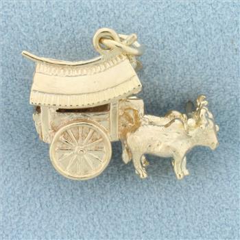 Japanese Ox Cart Charm in 9k Yellow Gold