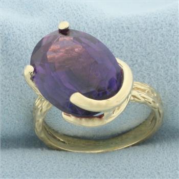 Lab Purple Sapphire Nature Design Ring in 14k Yellow Gold