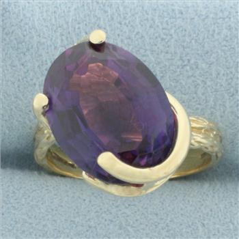 Lab Purple Sapphire Nature Design Ring in 14k Yellow Gold