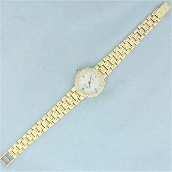 Ladies Geneve Diamond Watch in Solid 14k Yellow Gold