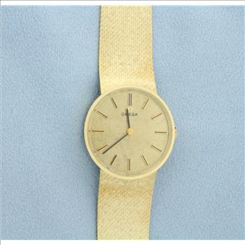 Ladies Vintage Omega Watch in Solid 14k Yellow Gold Case and Band