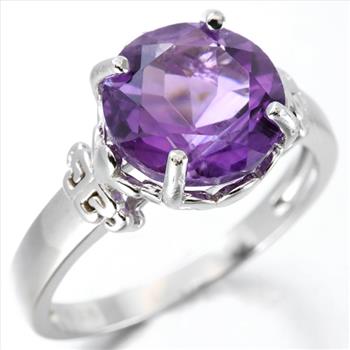 Large Amethyst Solitaire Statement Ring in Sterling Silver