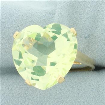 Large Ceylon Green Spinel Heart Ring in 14k Yellow Gold
