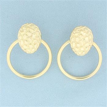 Large Door Knocker Hoop Earrings in 14k Yellow Gold