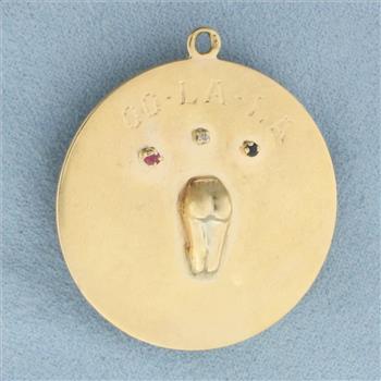 Large French Moulin Rouge Cancan Dancer Pendant in 14k Yellow Gold