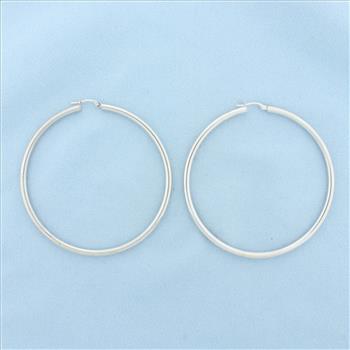 Large Hoop Earrings in 18k White Gold
