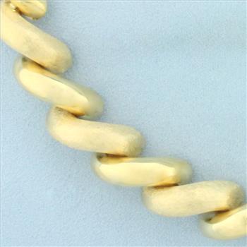 Large Italian San Marco Macaroni Link Bracelet in 14k Yellow Gold