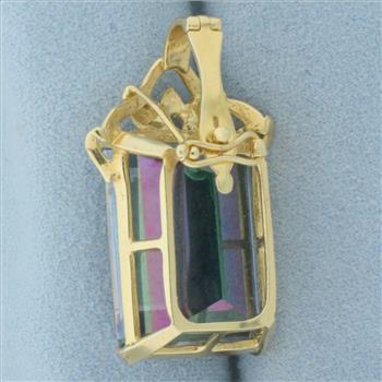 Large Mystic Topaz Statement Pendant in 14K Yellow Gold
