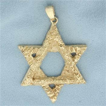 Large Star of David Pendant in 14k Yellow Gold