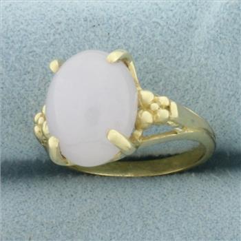 Lavendar Jade Solitaire Ring in 14k Yellow Gold
