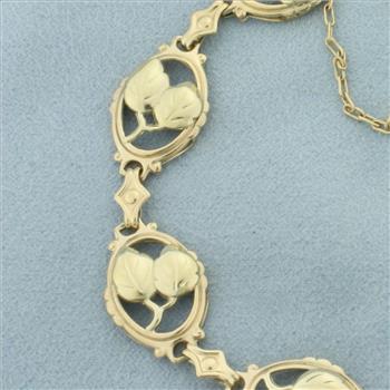 Leaf Design Nature Bracelet in 14k Yellow Gold
