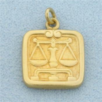 Libra Zodiac Charm or Pendant in 18k Yellow Gold