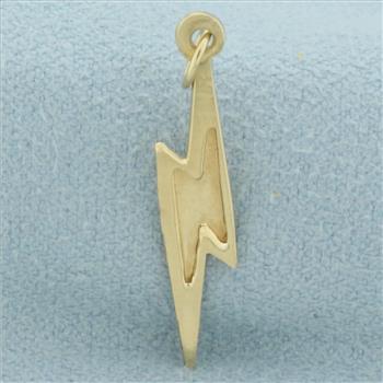 Lightning Bolt Charm or Pendant in 14k Yellow Gold