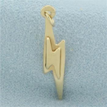 Lightning Bolt Charm or Pendant in 14k Yellow Gold