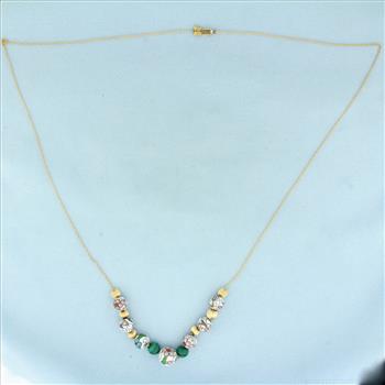 Malachite and Gold Bead Add a Bead Necklace in 14k Yellow Gold