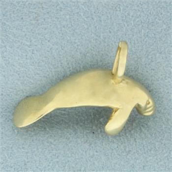 Manatee Pendant or Charm in _k Yellow Gold